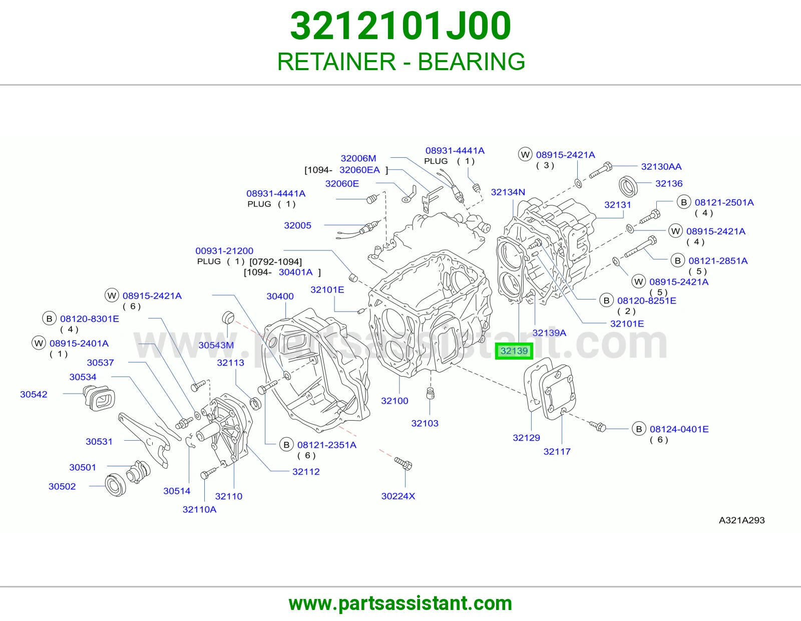 RETAINER - BEARING 3212101J00