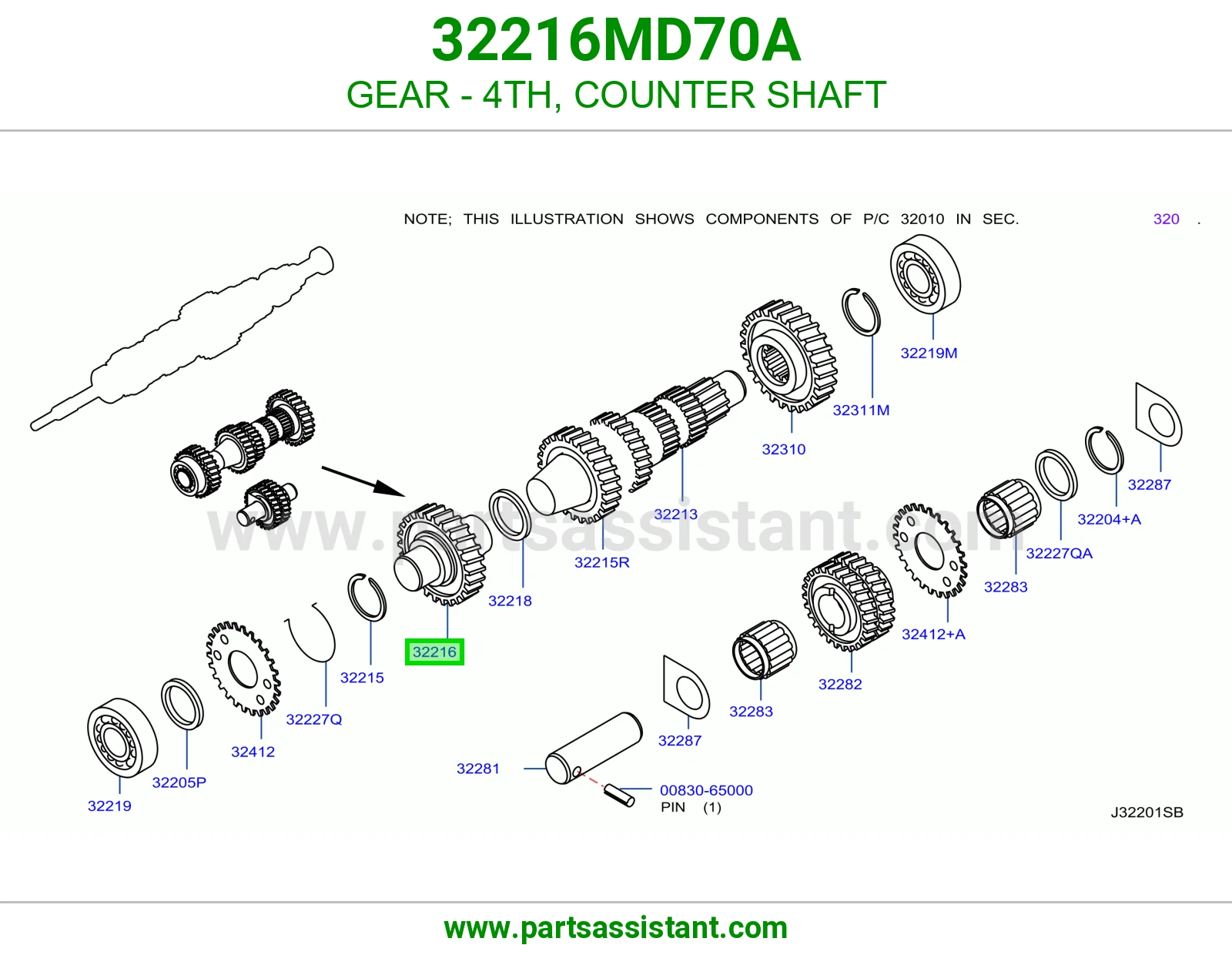 ترس رابع عمود شجرة 32216MD70A
