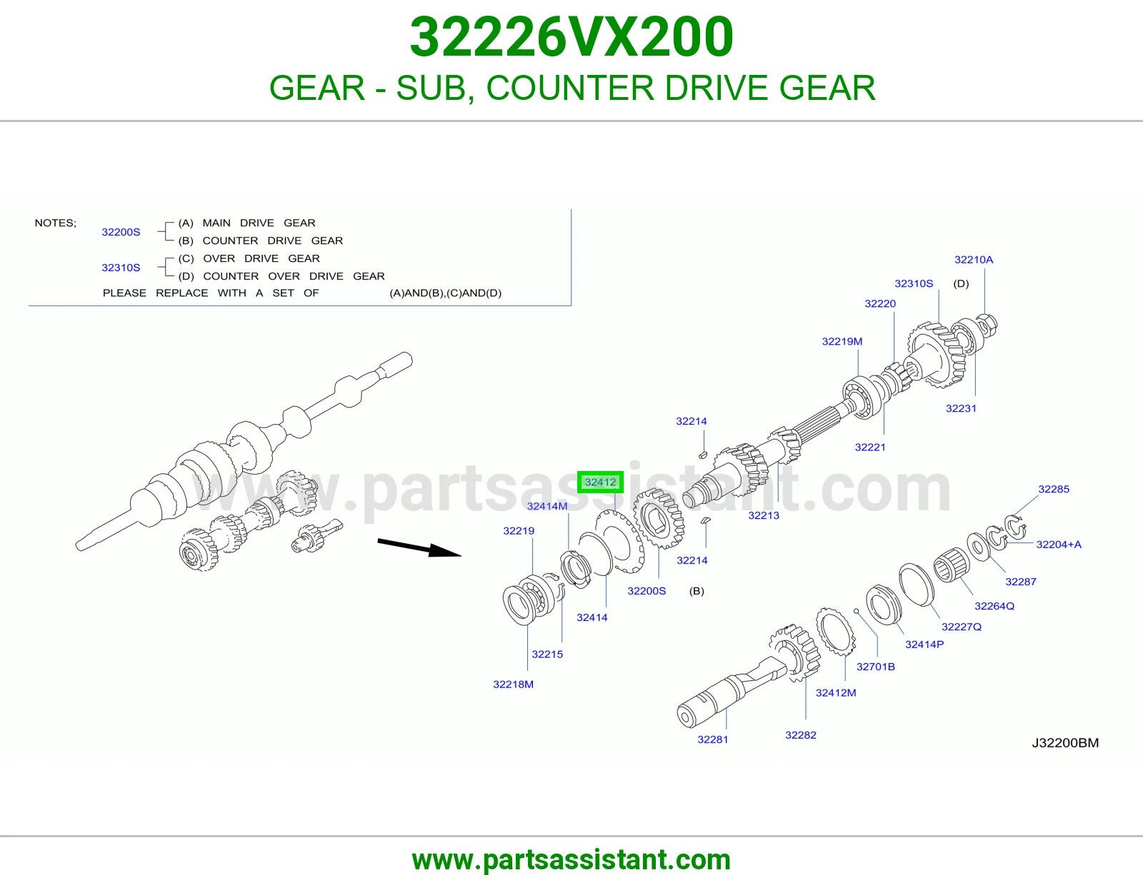 ترس فرعي ترس شجرة 32226VX200