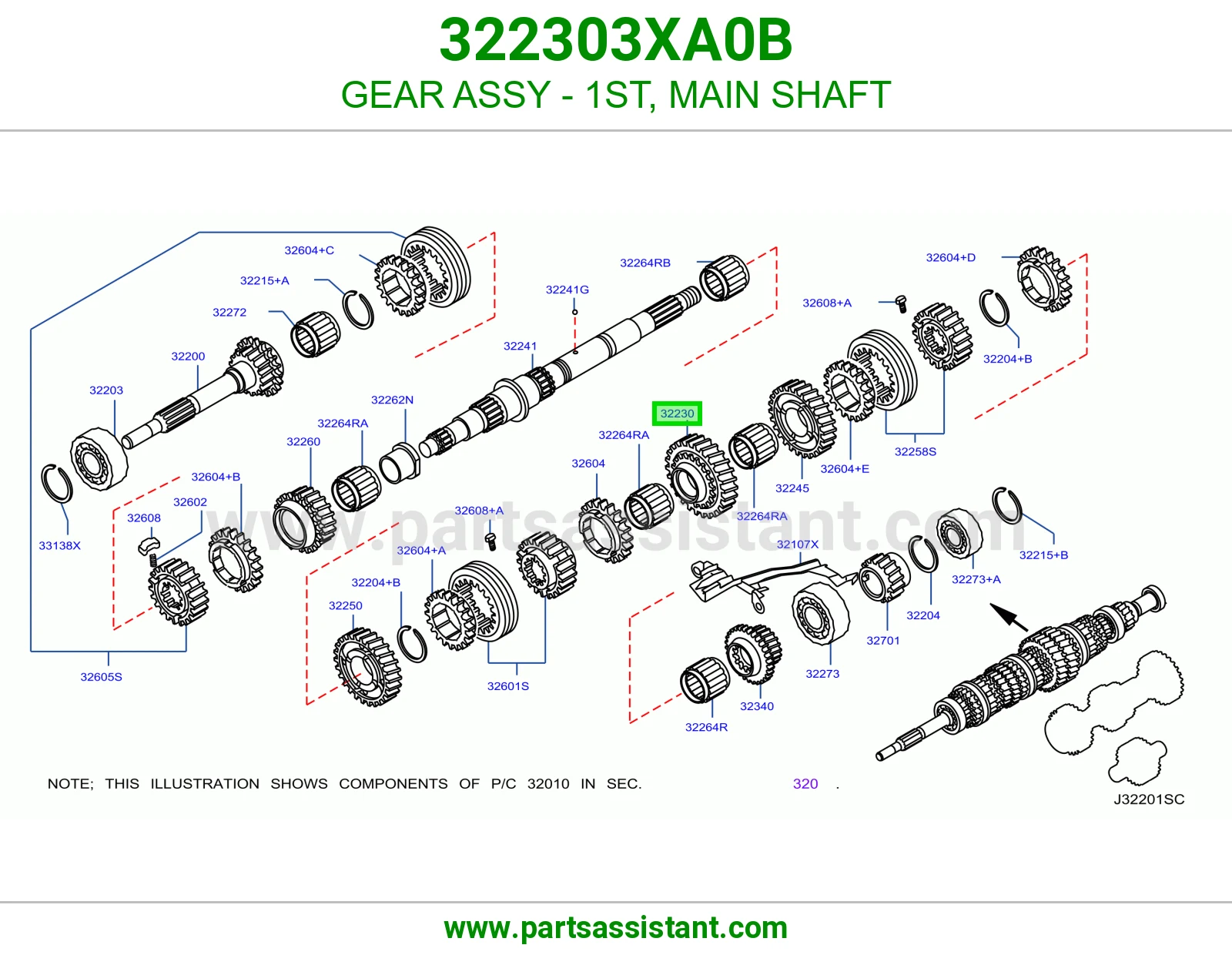 ترس قير الأول 322303XA0B