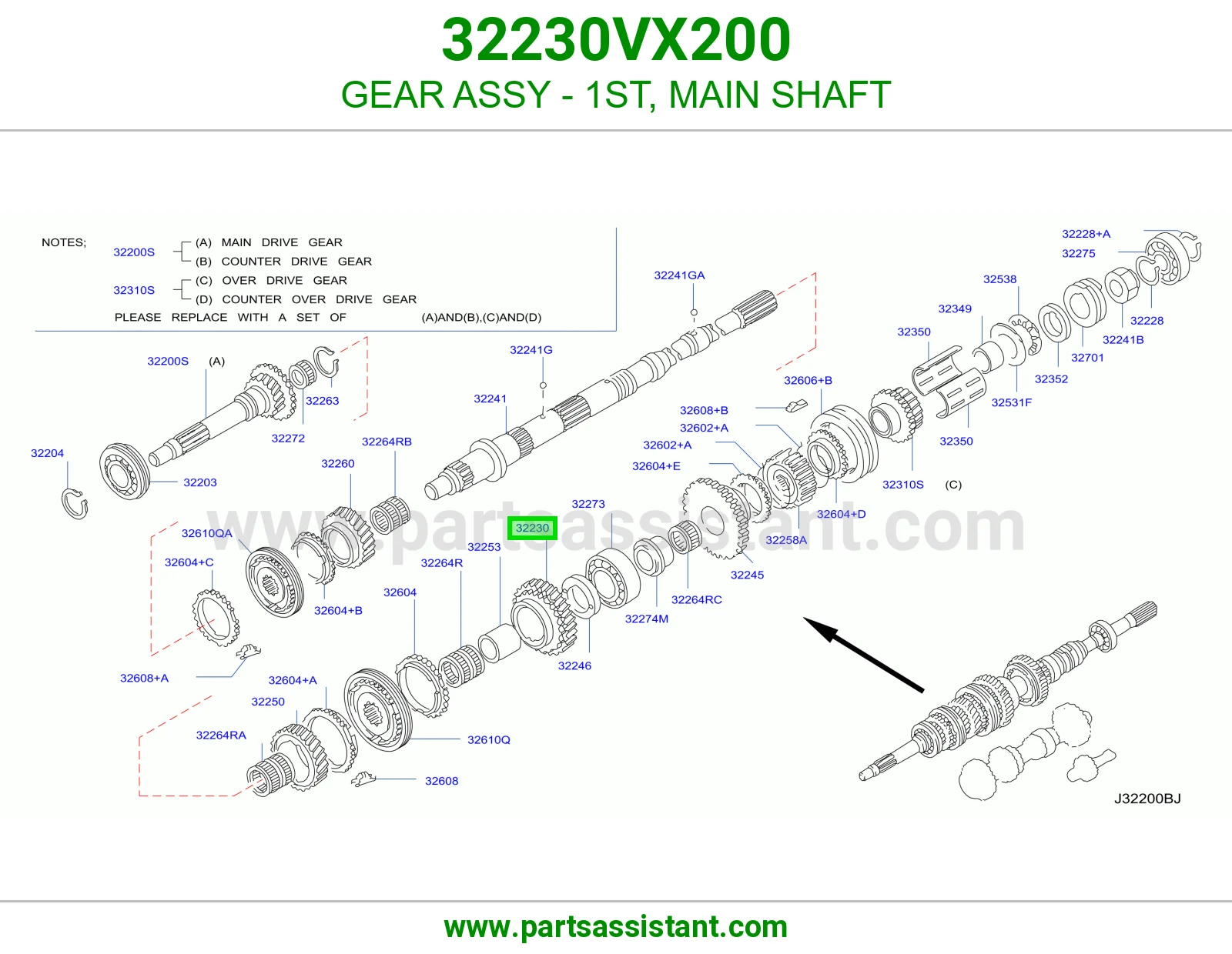 ترس قير الأول 32230VX200