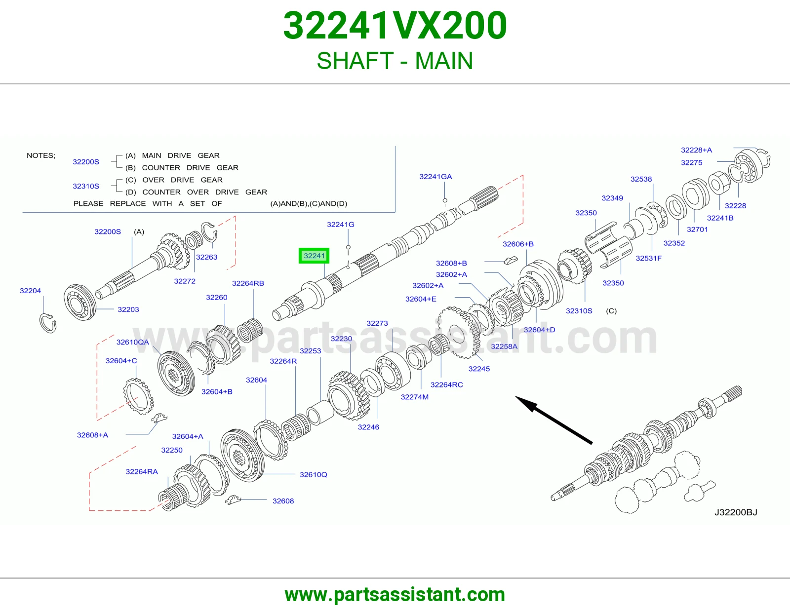 عمود قير 32241VX200