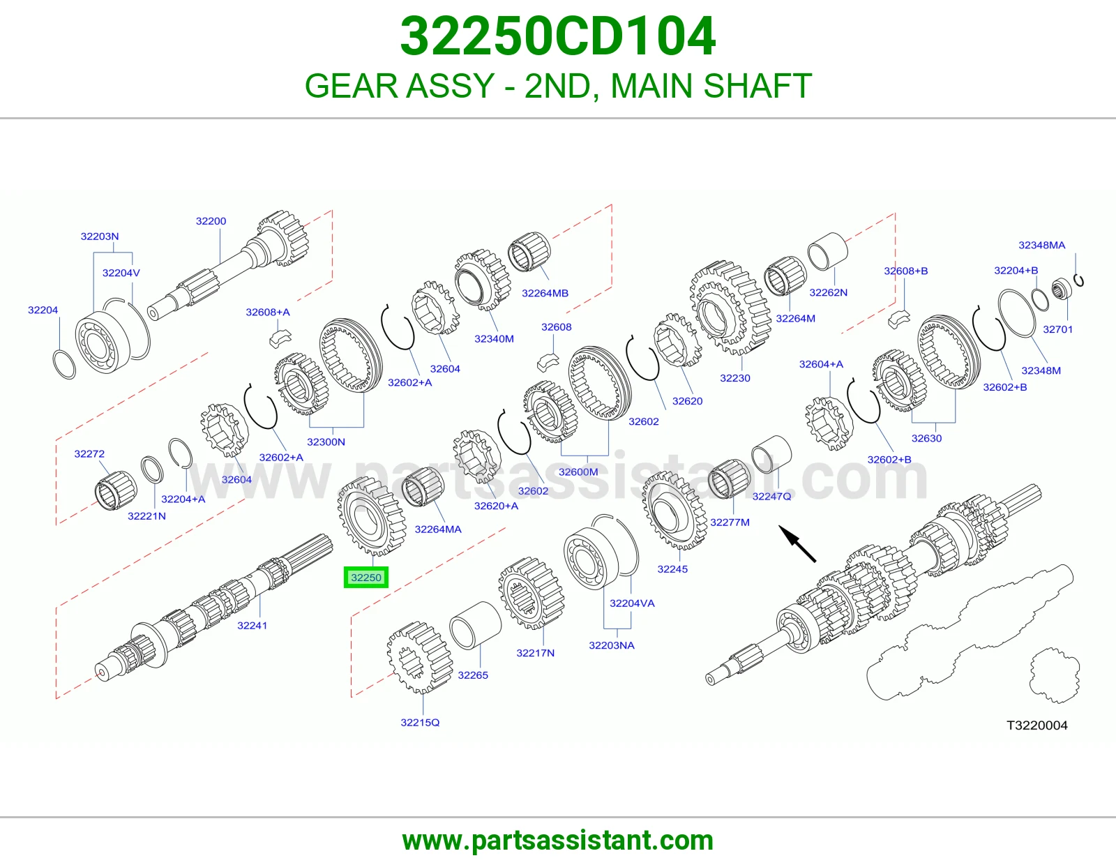 GEAR ASSY - 2ND, MAIN SHAFT 32250CD104