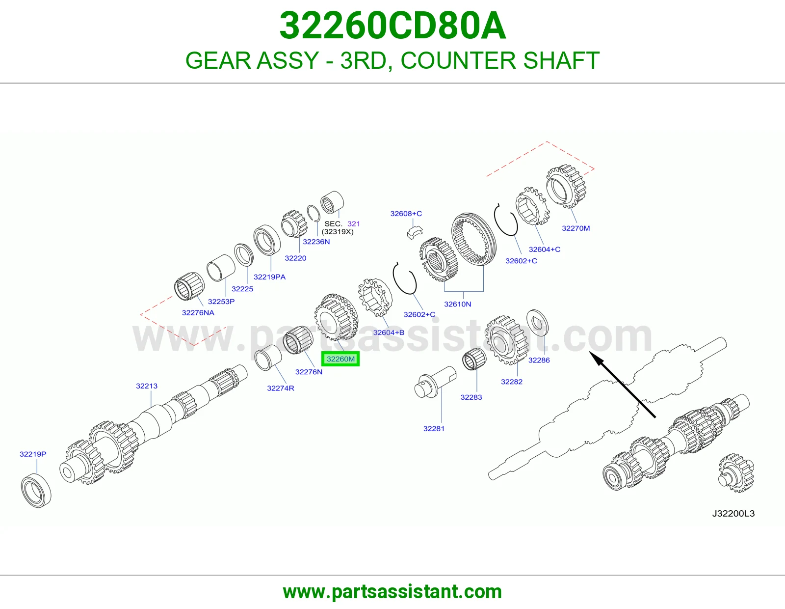 GEAR ASSY - 3RD, COUNTER SHAFT 32260CD80A