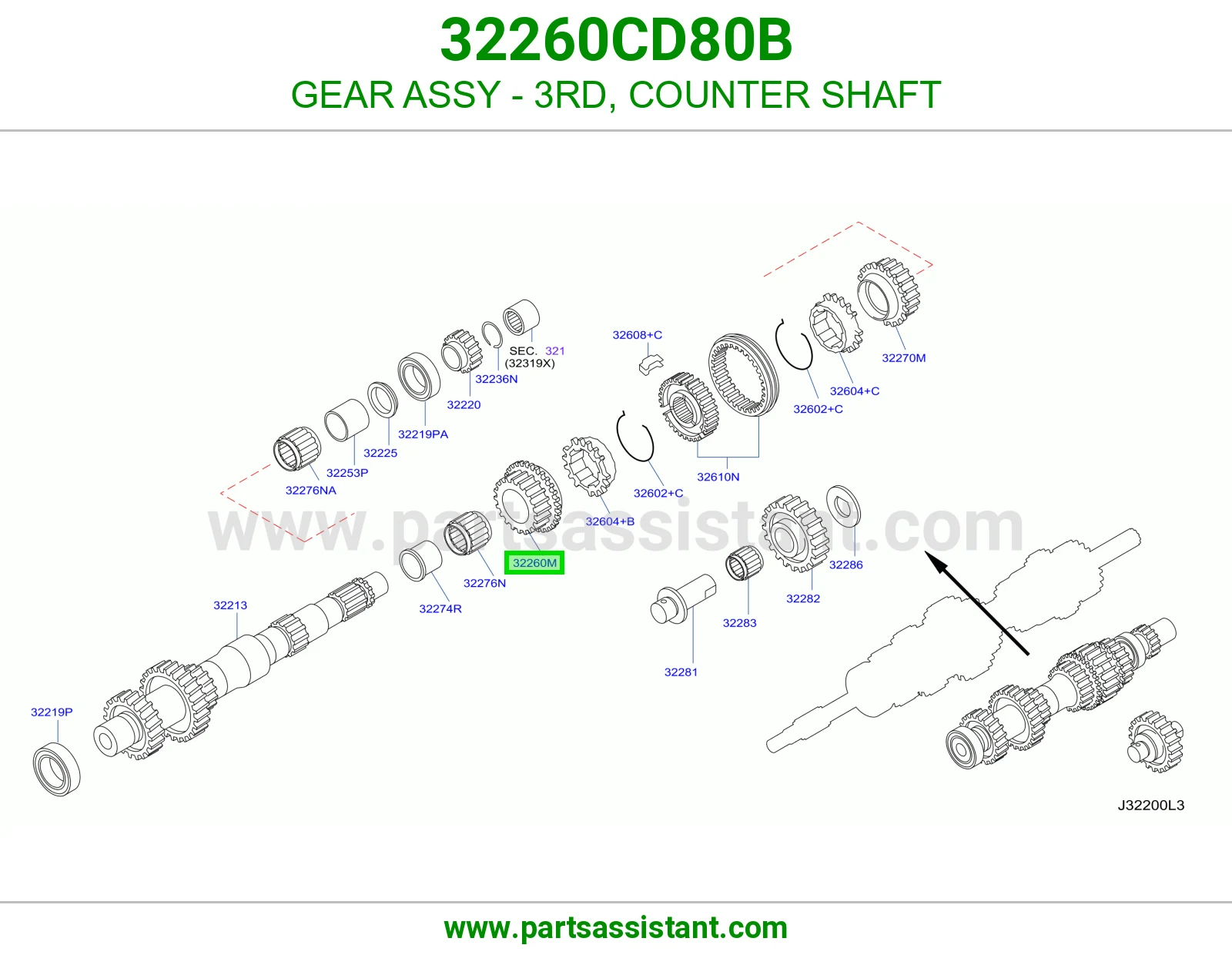 GEAR ASSY - 3RD, COUNTER SHAFT 32260CD80B