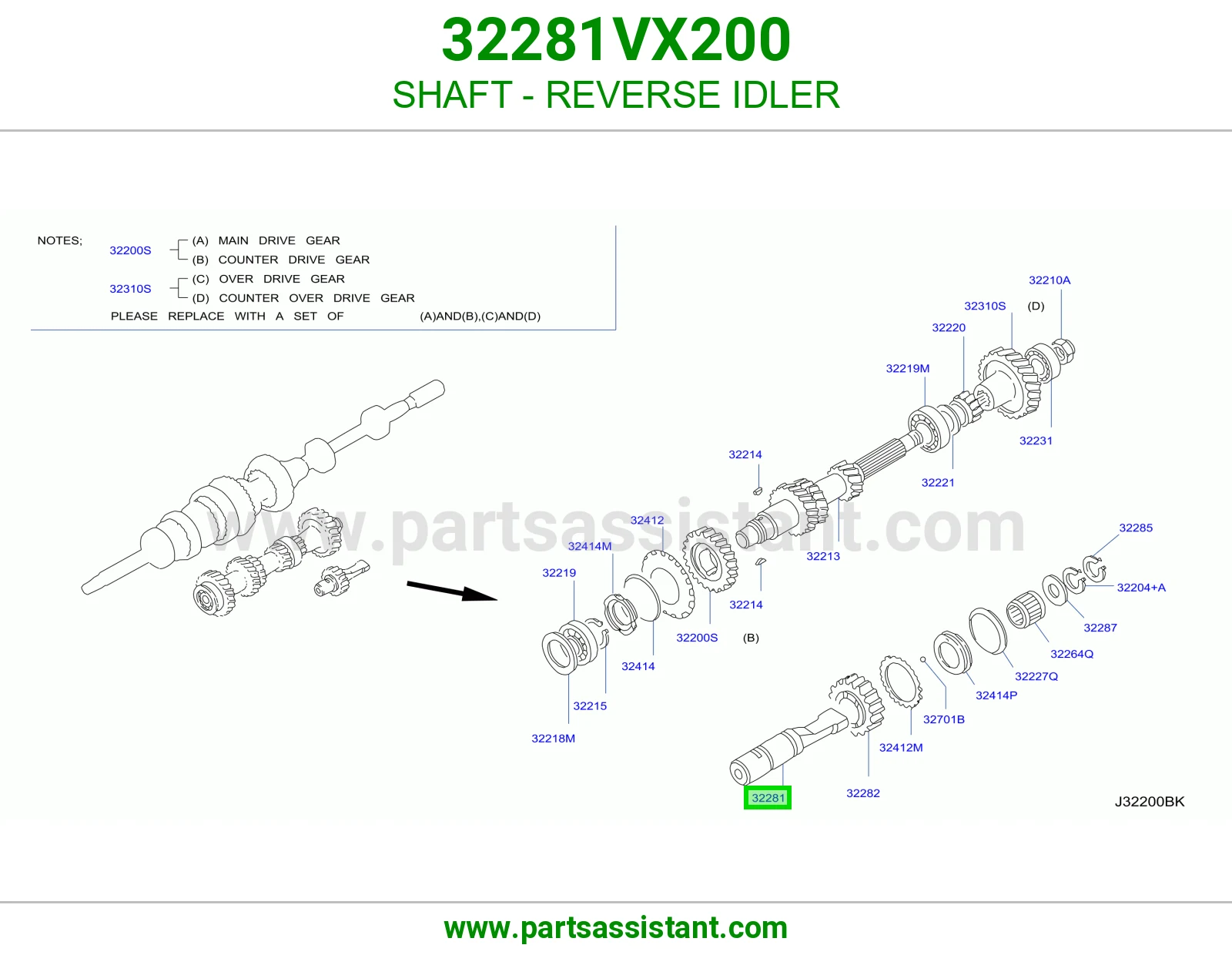 عمود ترس ريوس وسيط 32281VX200