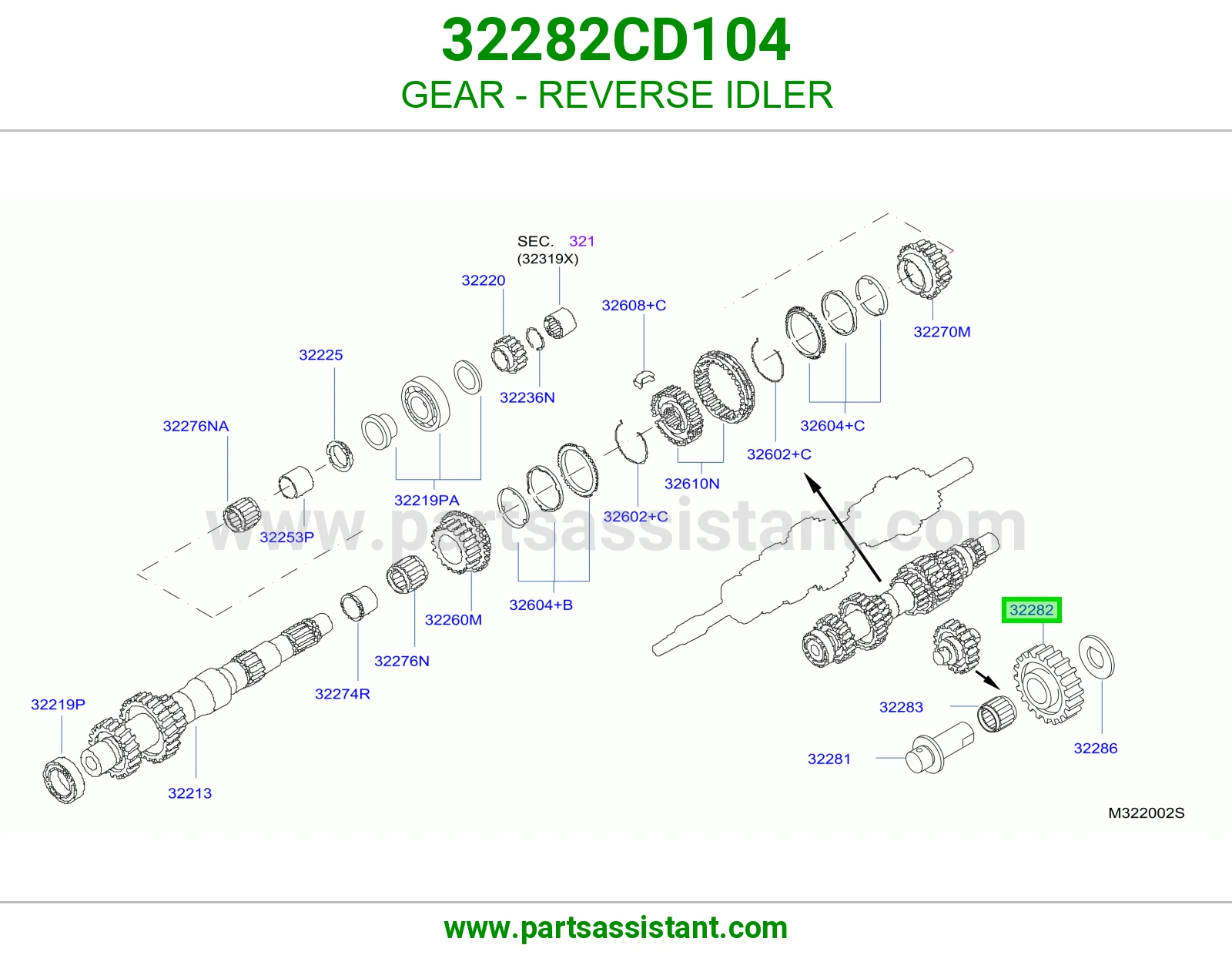 ترس ريوس وسيط 32282CD104