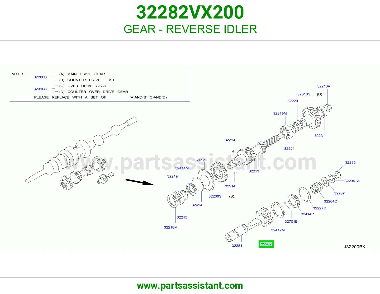 ترس ريوس وسيط 32282VX200