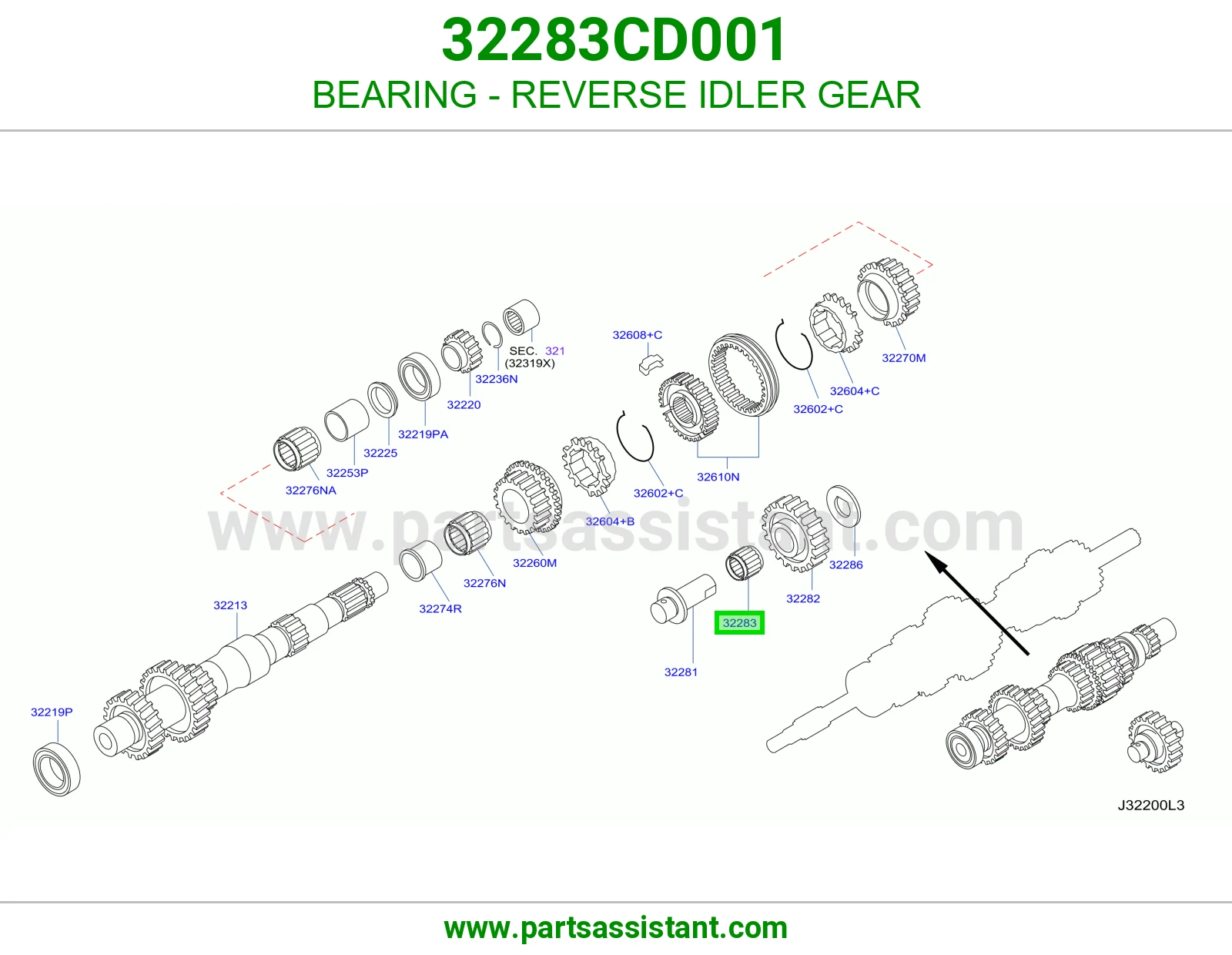 BEARING - REVERSE IDLER GEAR 32283CD001