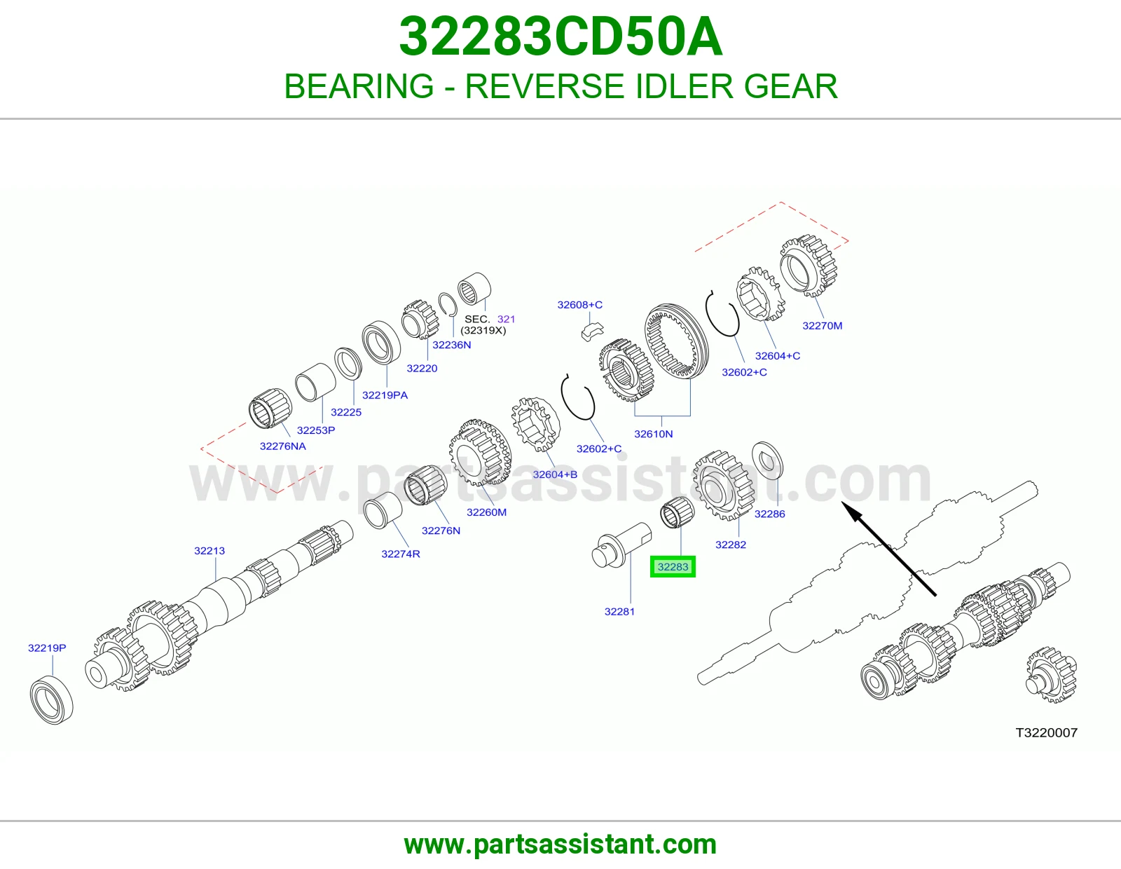BEARING - REVERSE IDLER GEAR 32283CD50A