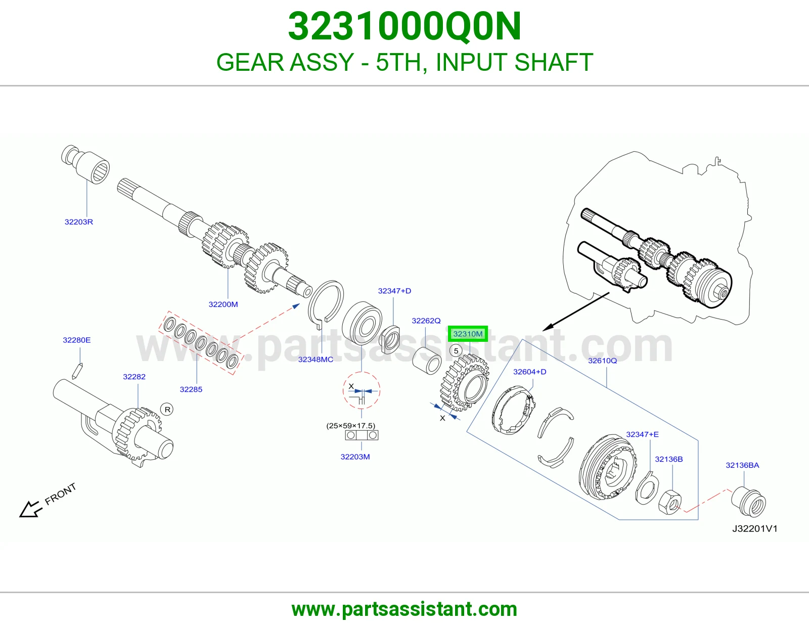 GEAR ASSY - 5TH, INPUT SHAFT 3231000Q0N