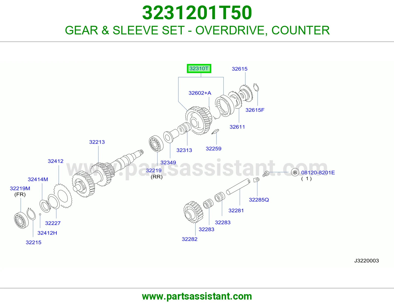 ترس طقم جلب أوفر درايف شجرة 3231201T50