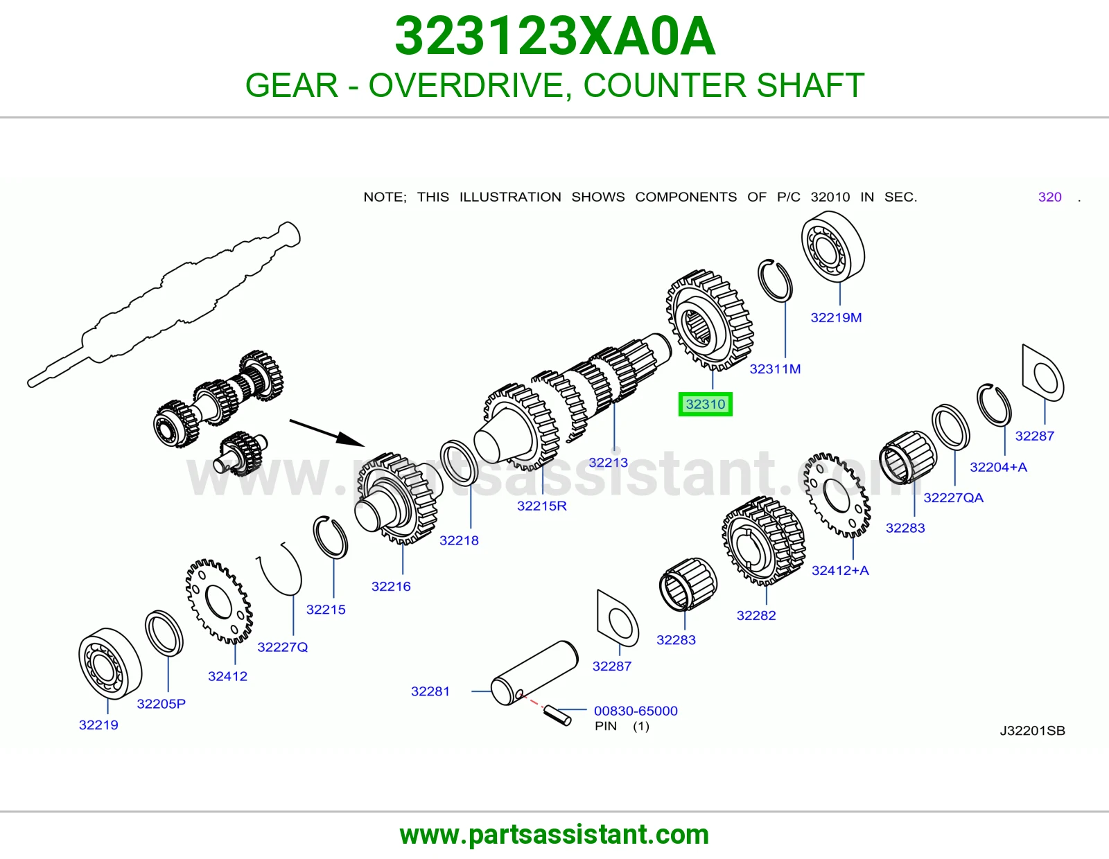 ترس أوفر درايف عمود شجرة 323123XA0A