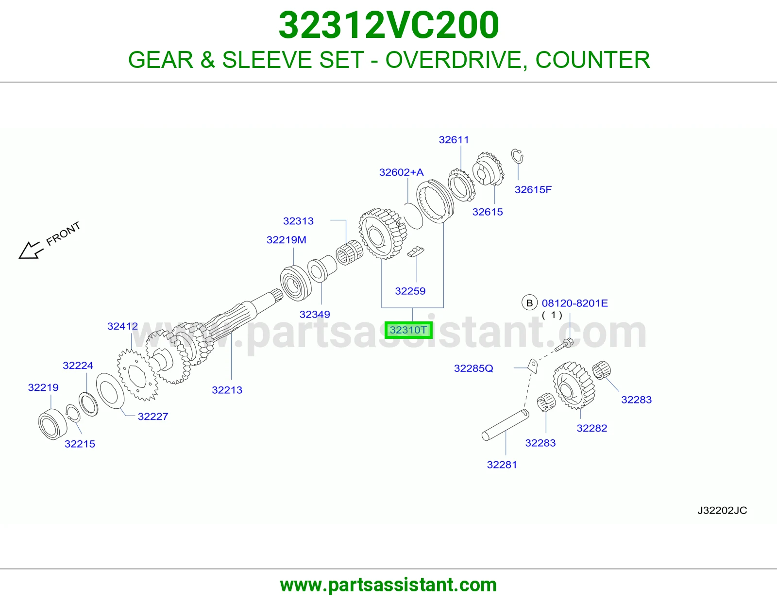 ترس طقم جلب أوفر درايف شجرة 32312VC200