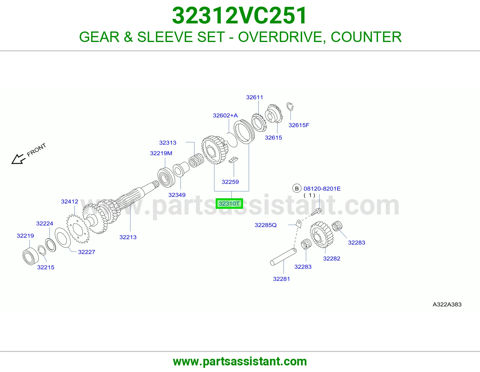 ترس طقم جلب أوفر درايف شجرة 32312VC251