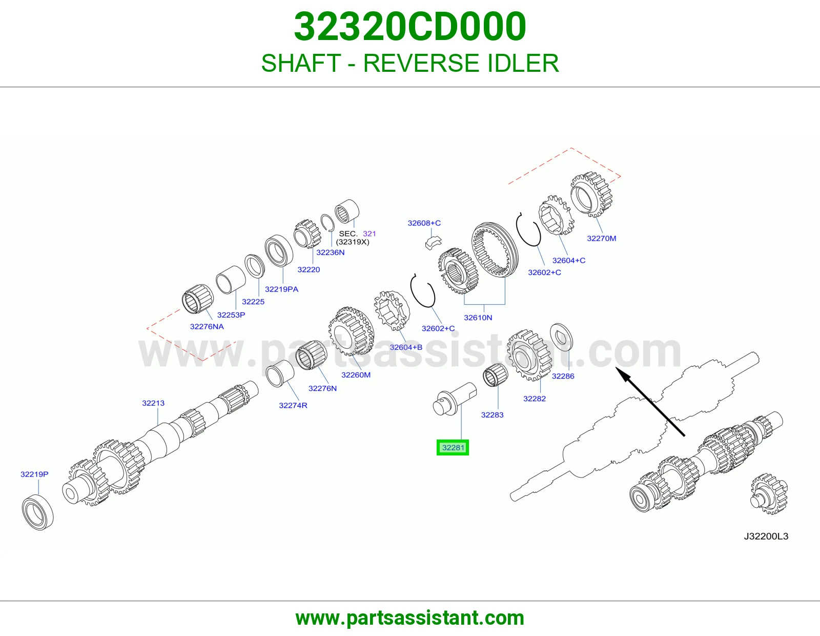 عمود ترس ريوس وسيط 32320CD000