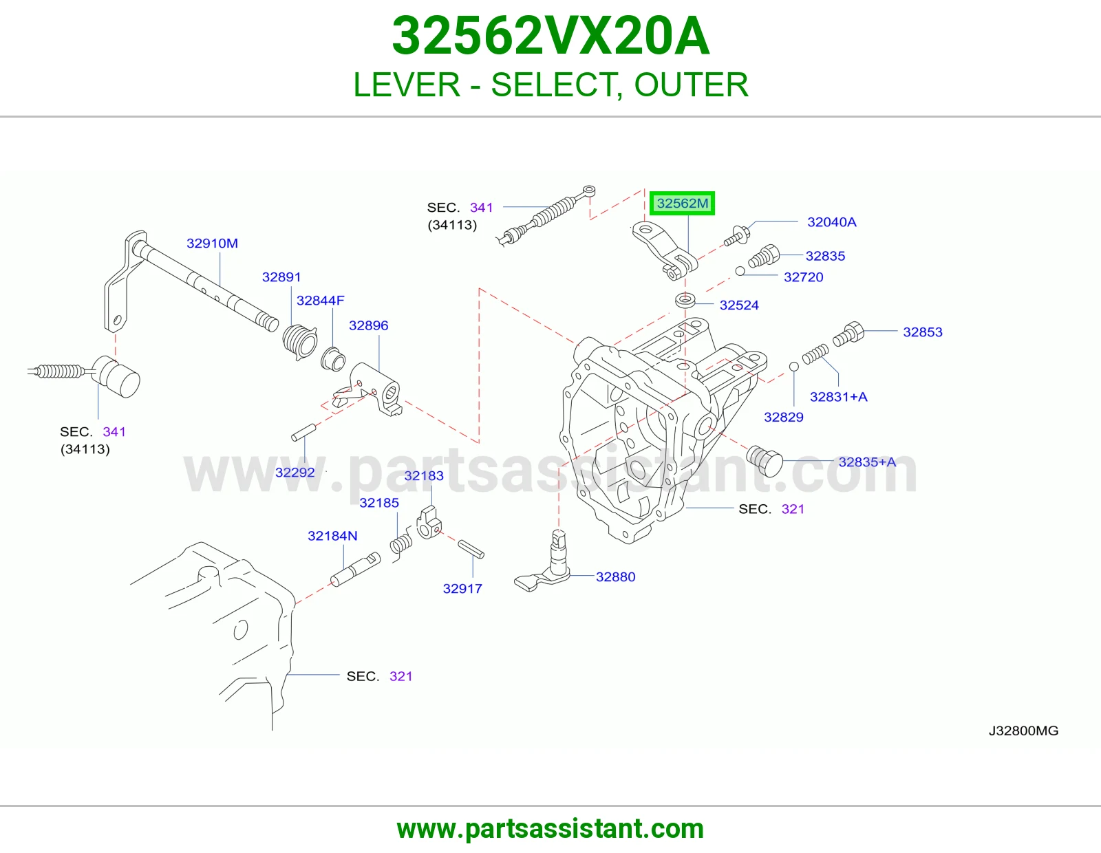 ذراع اختيار خارجي 32562VX20A