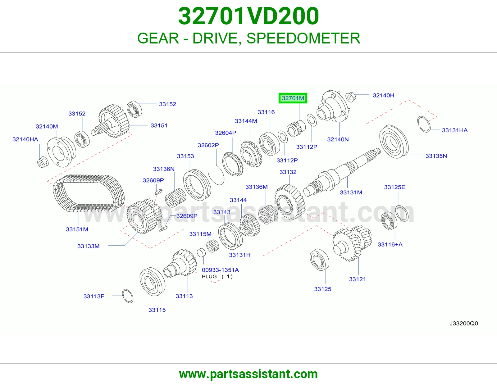 ترس دفع عداد سرعة 32701VD200