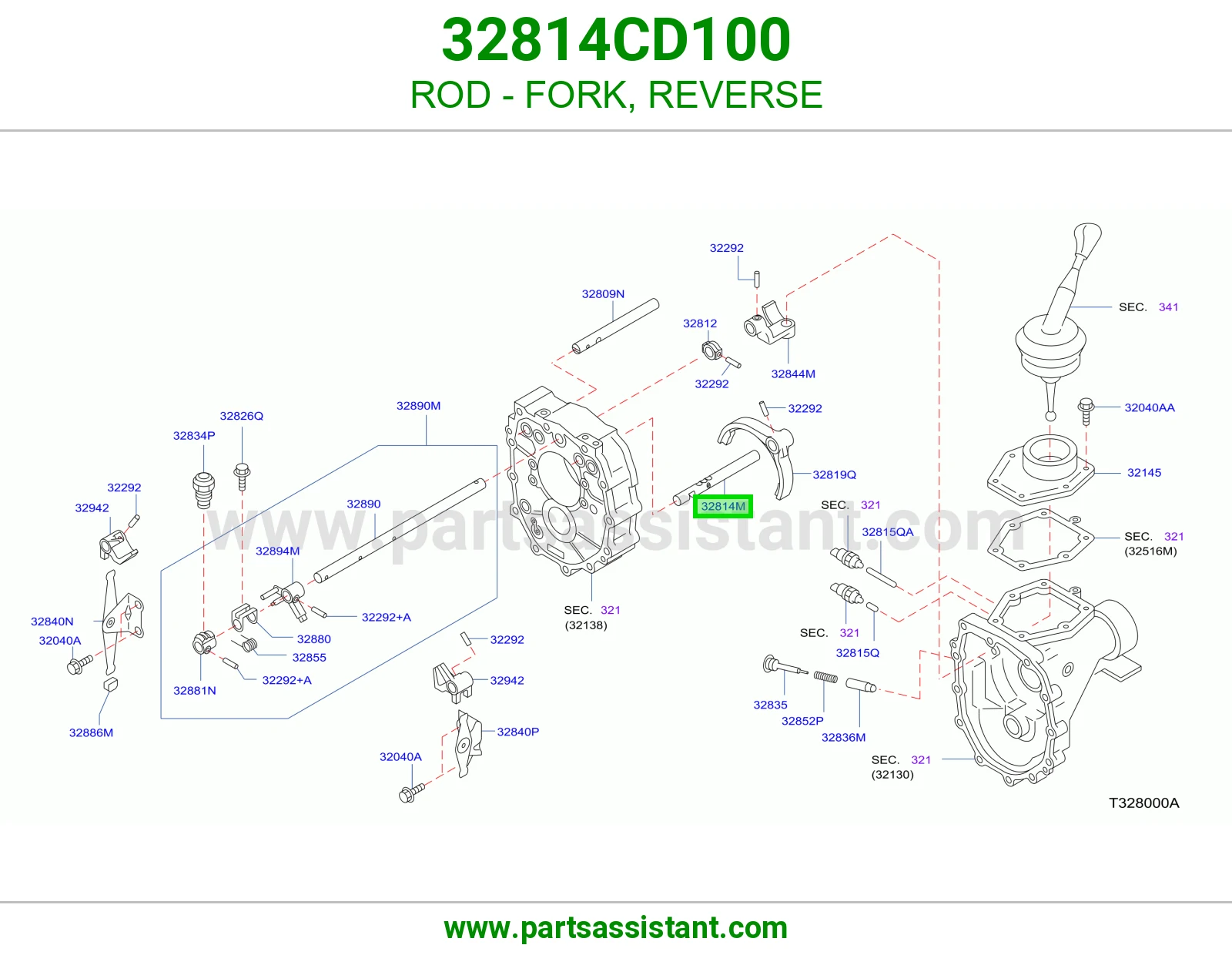 ROD - FORK, REVERSE 32814CD100