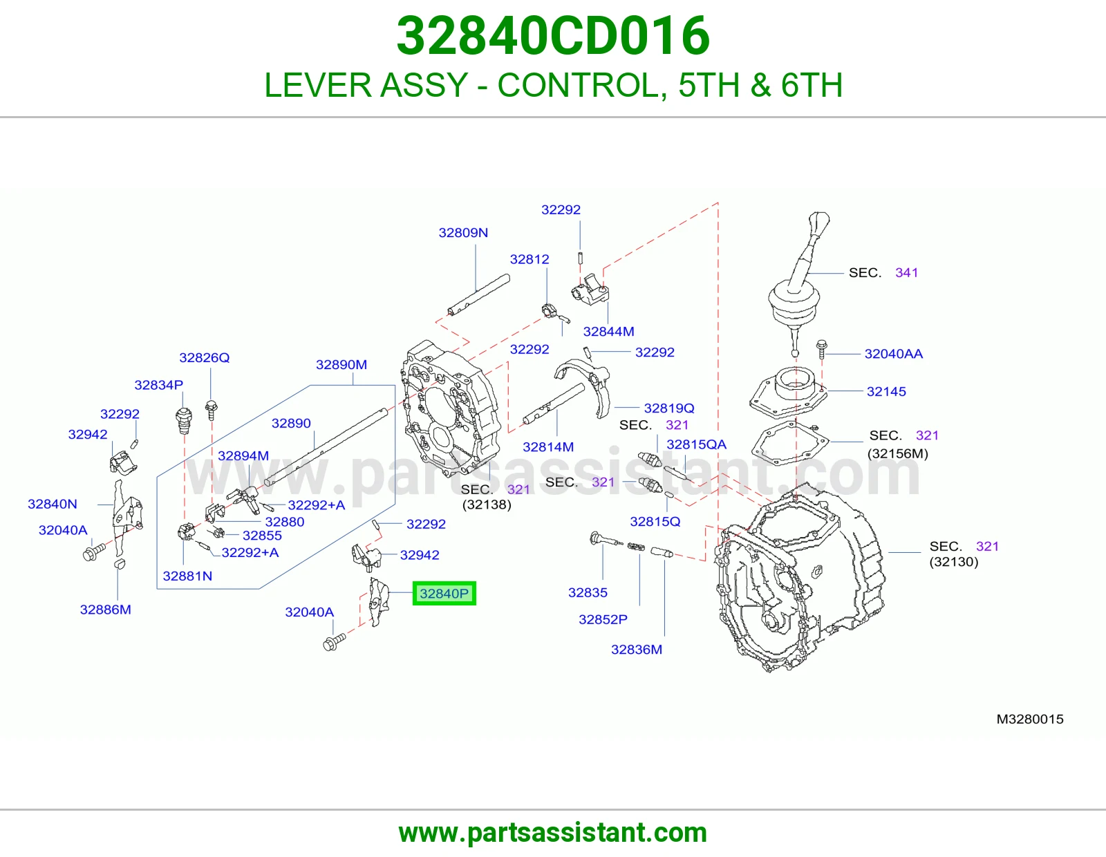 LEVER ASSY - CONTROL, 5TH & 6TH 32840CD016