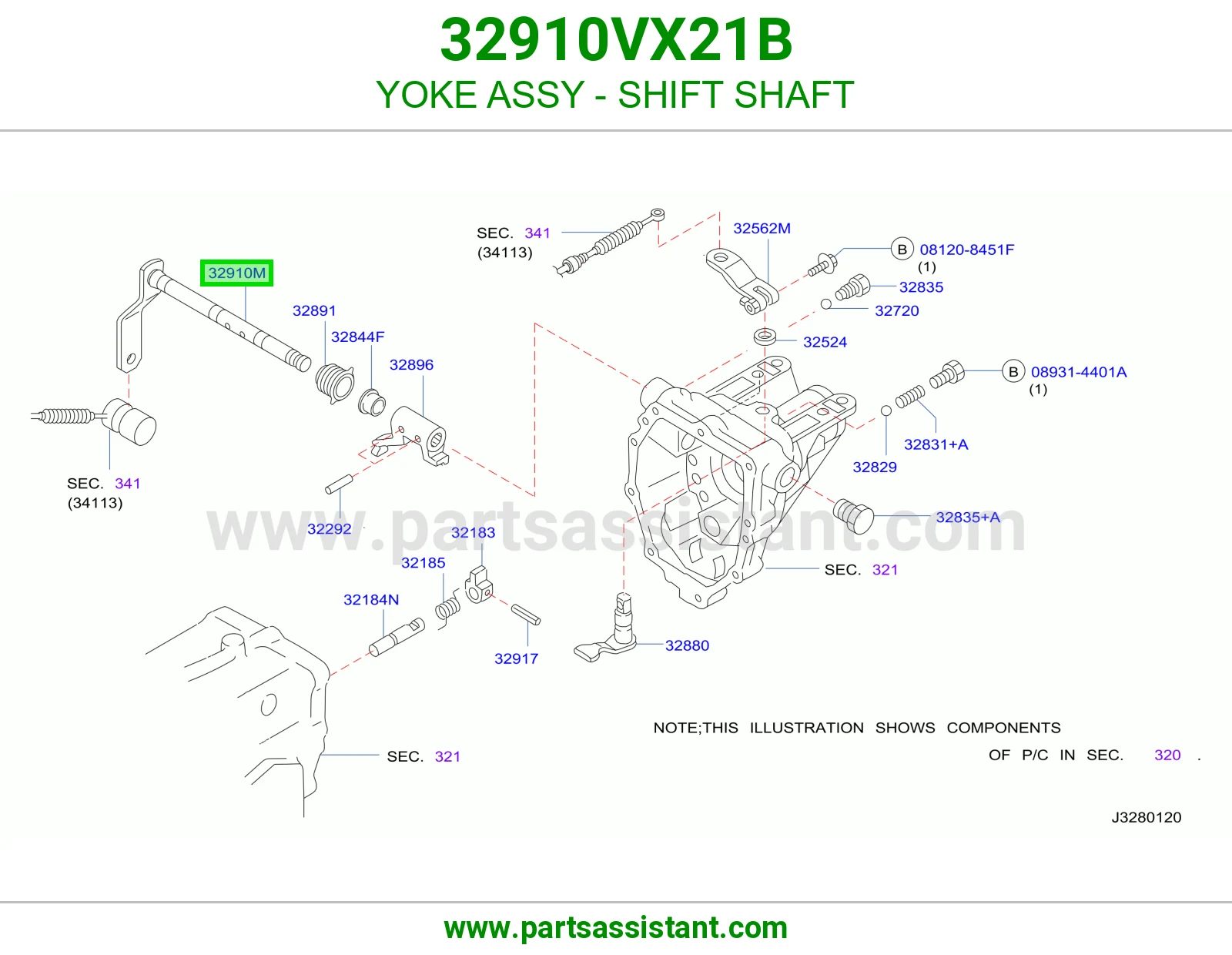شوكة عمود تعشيق كاملة 32910VX21B