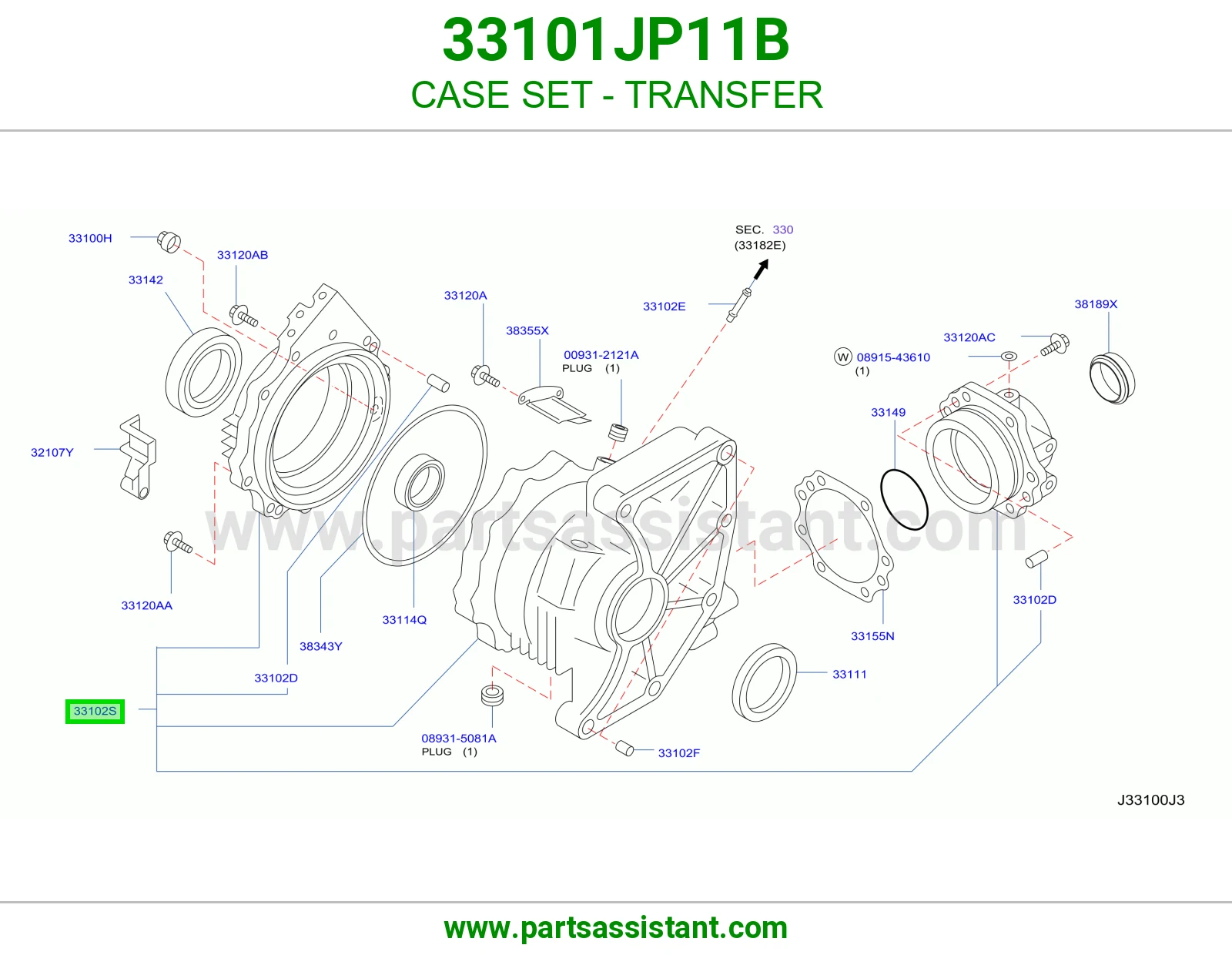 طقم علبة دبل 33101JP11B