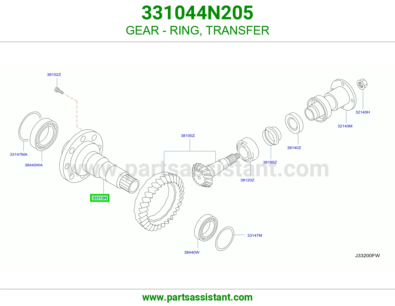 ترس حلقة دبل 331044N205