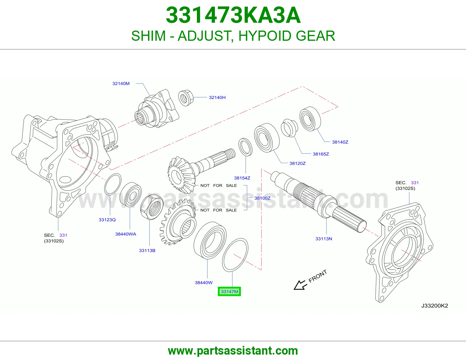 شريحة ضبط ترس دفرنس 331473KA3A