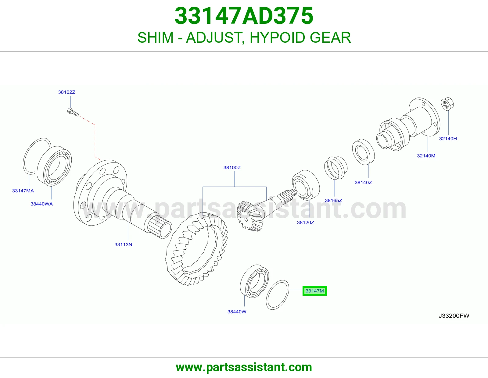 شريحة ضبط ترس دفرنس 33147AD375