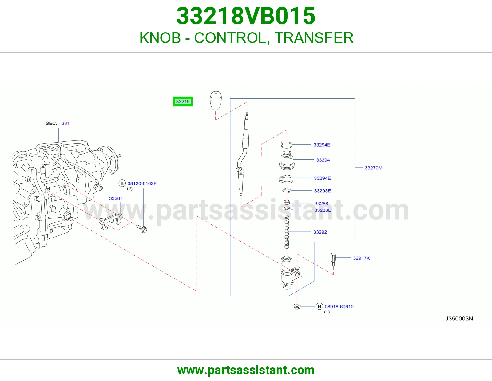 KNOB - CONTROL, TRANSFER 33218VB015