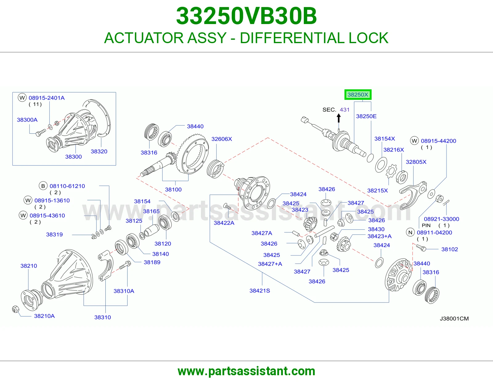 ACTUATOR ASSY - DIFFERENTIAL LOCK 33250VB30B