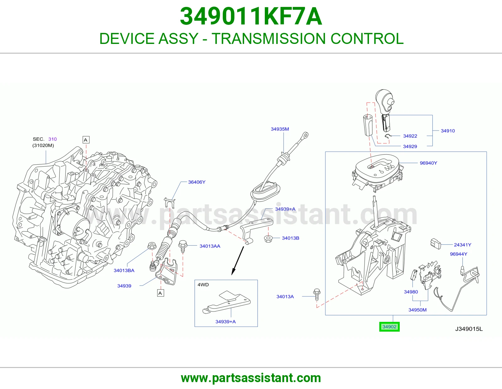 DEVICE ASSY - TRANSMISSION CONTROL 349011KF7A