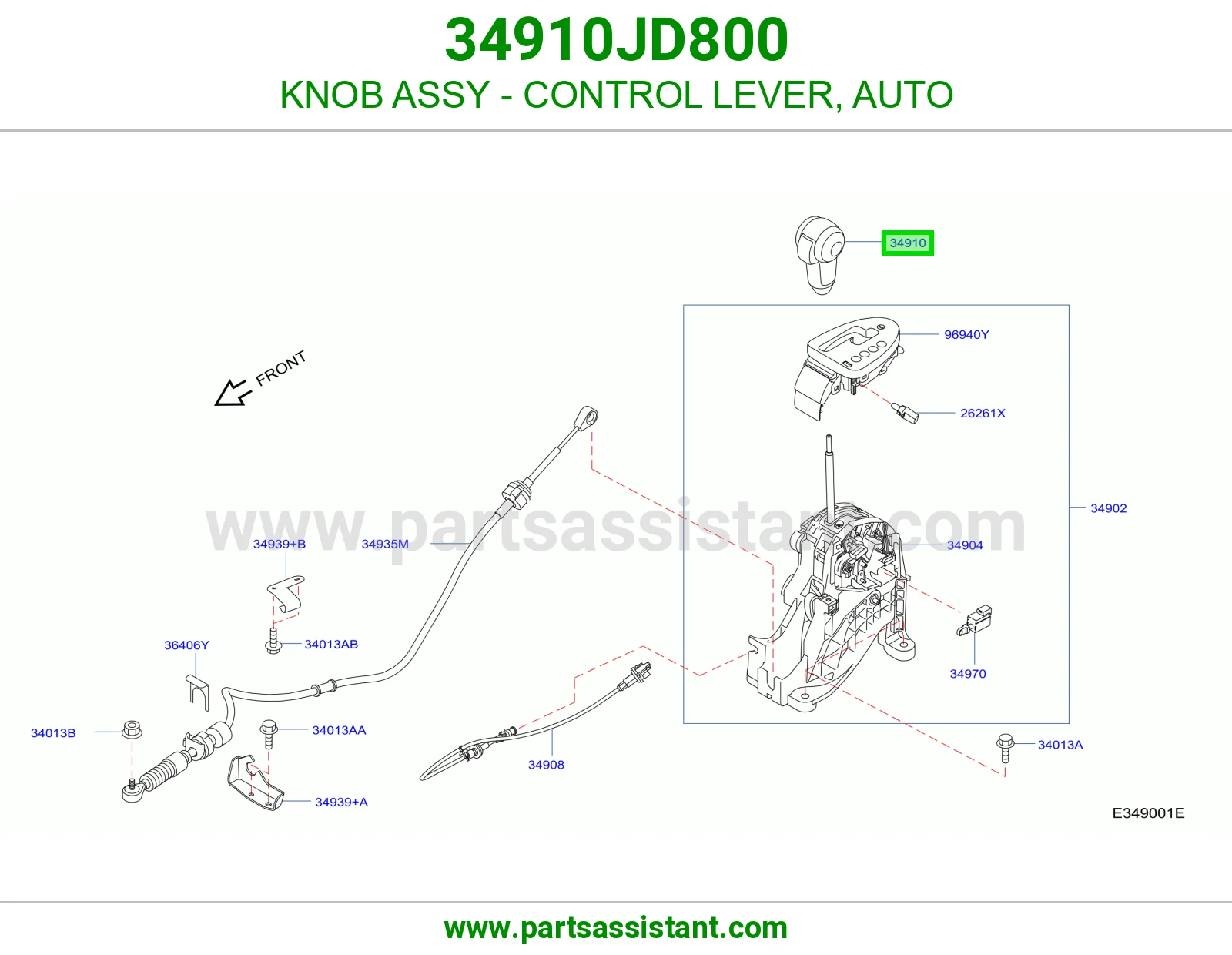 زر عصا قير أوتوماتيك كامل 34910JD800
