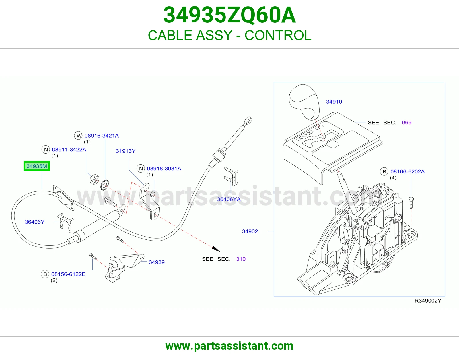 CABLE ASSY - CONTROL 34935ZQ60A