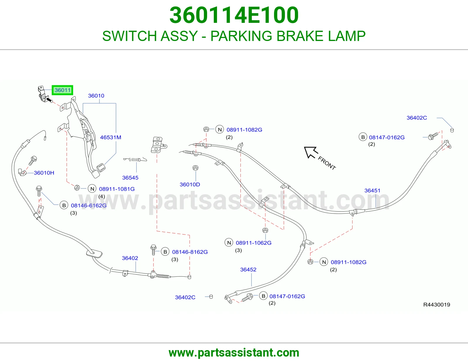 SWITCH ASSY - PARKING BRAKE LAMP 360114E100