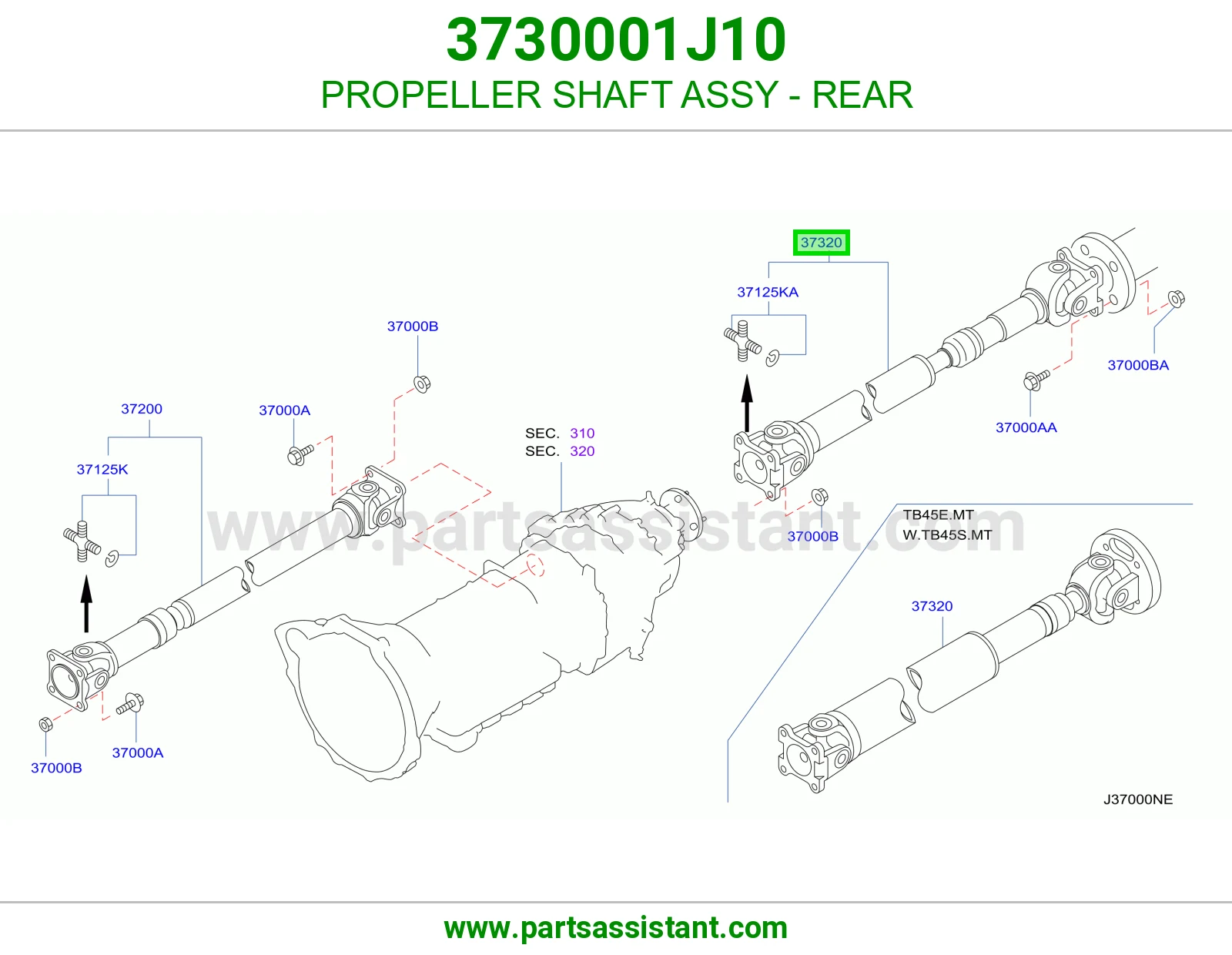 PROPELLER SHAFT ASSY - REAR 3730001J10