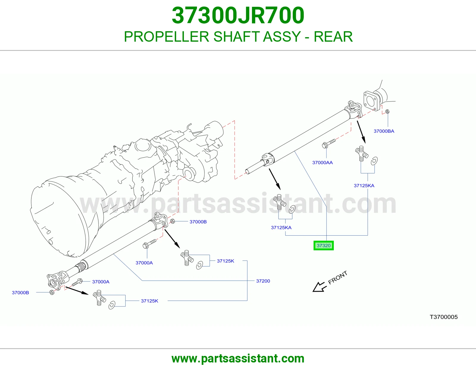 عمود كردان خلفي 37300JR700