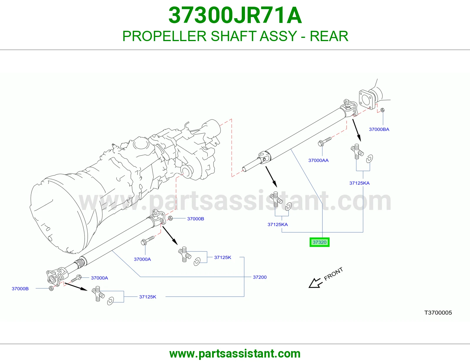 عمود كردان خلفي 37300JR71A