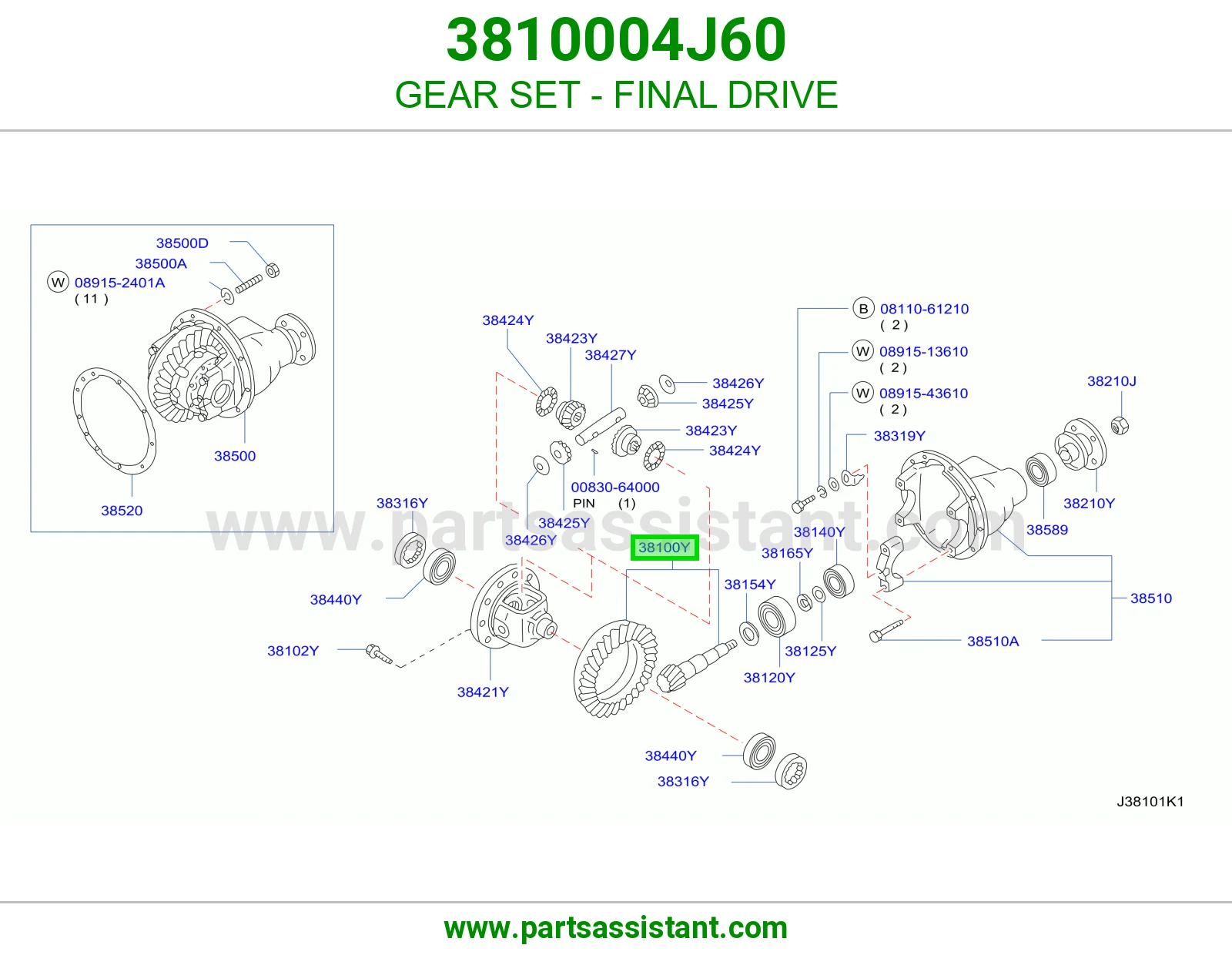 طقم تروس دفرنس 3810004J60