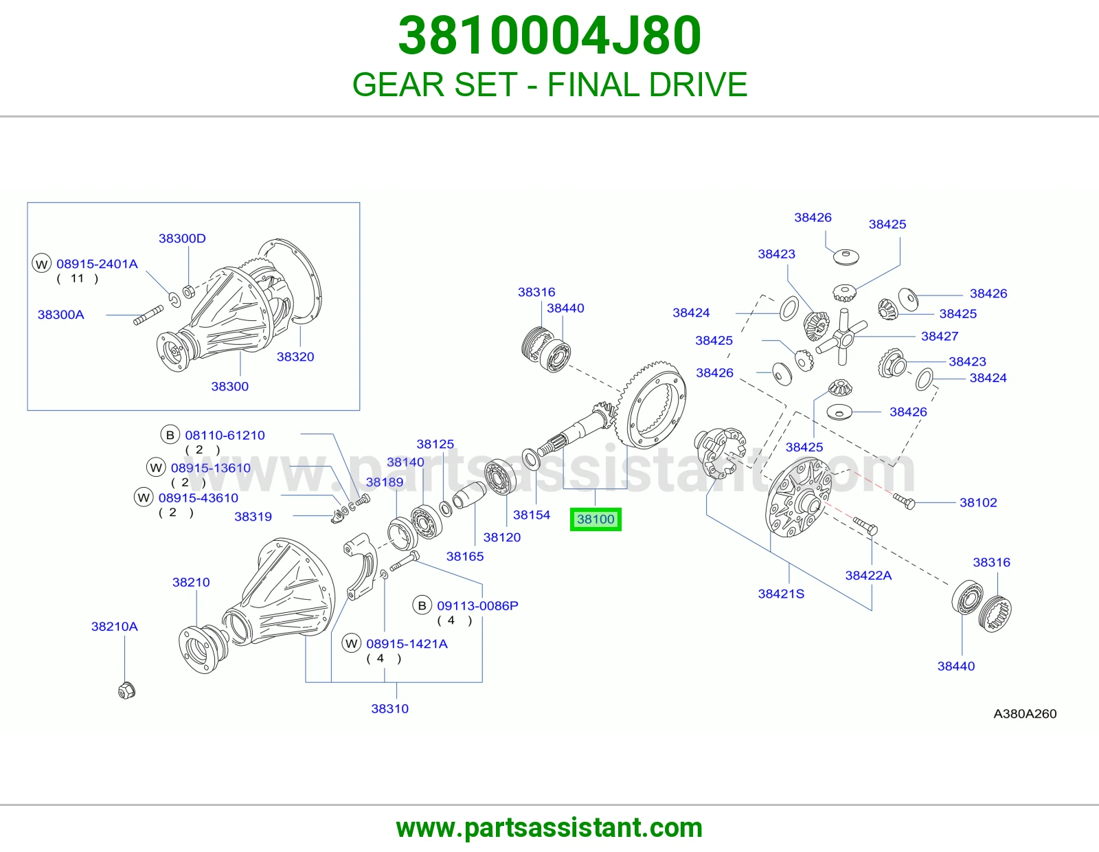 طقم تروس دفرنس 3810004J80