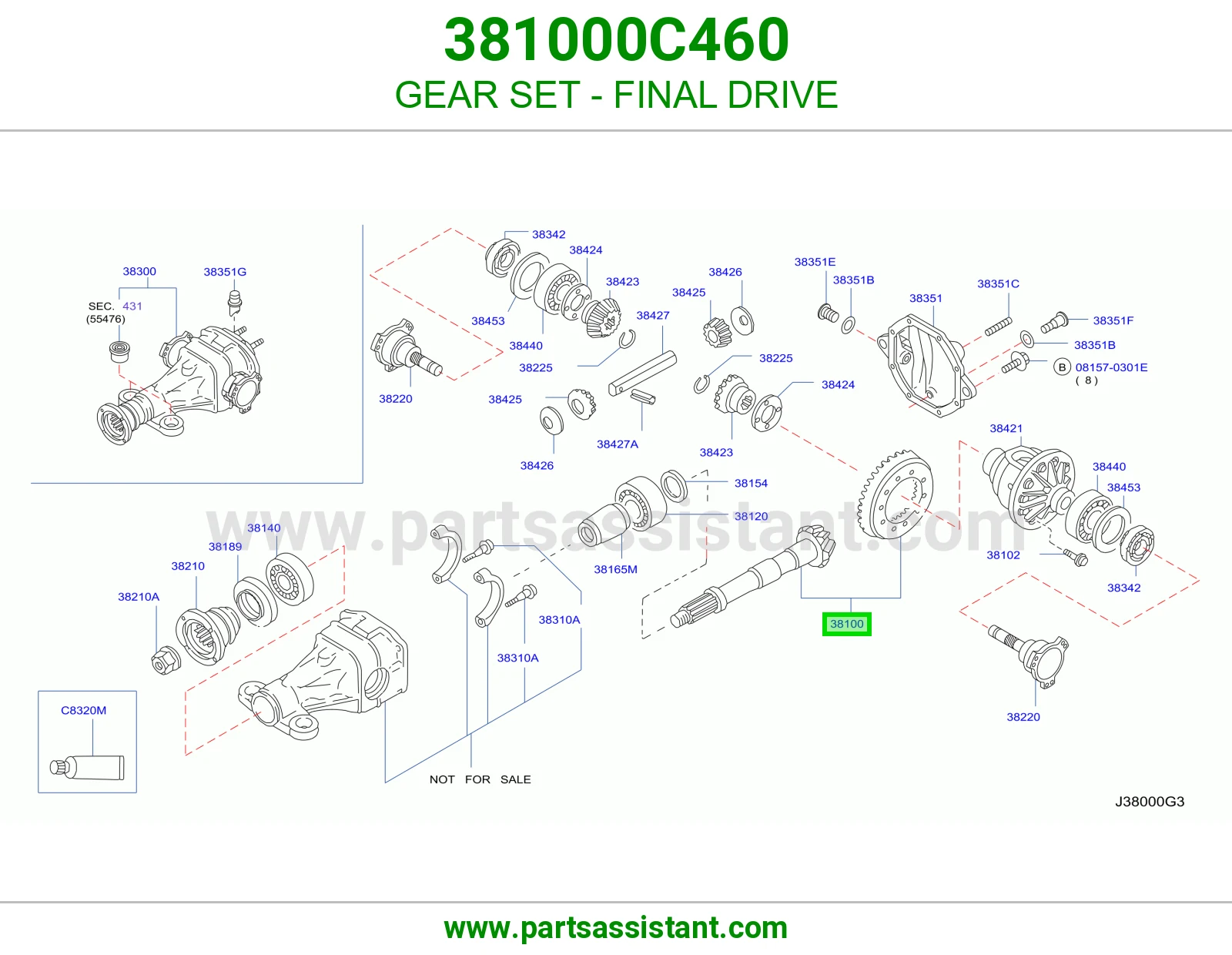 طقم تروس دفرنس 381000C460