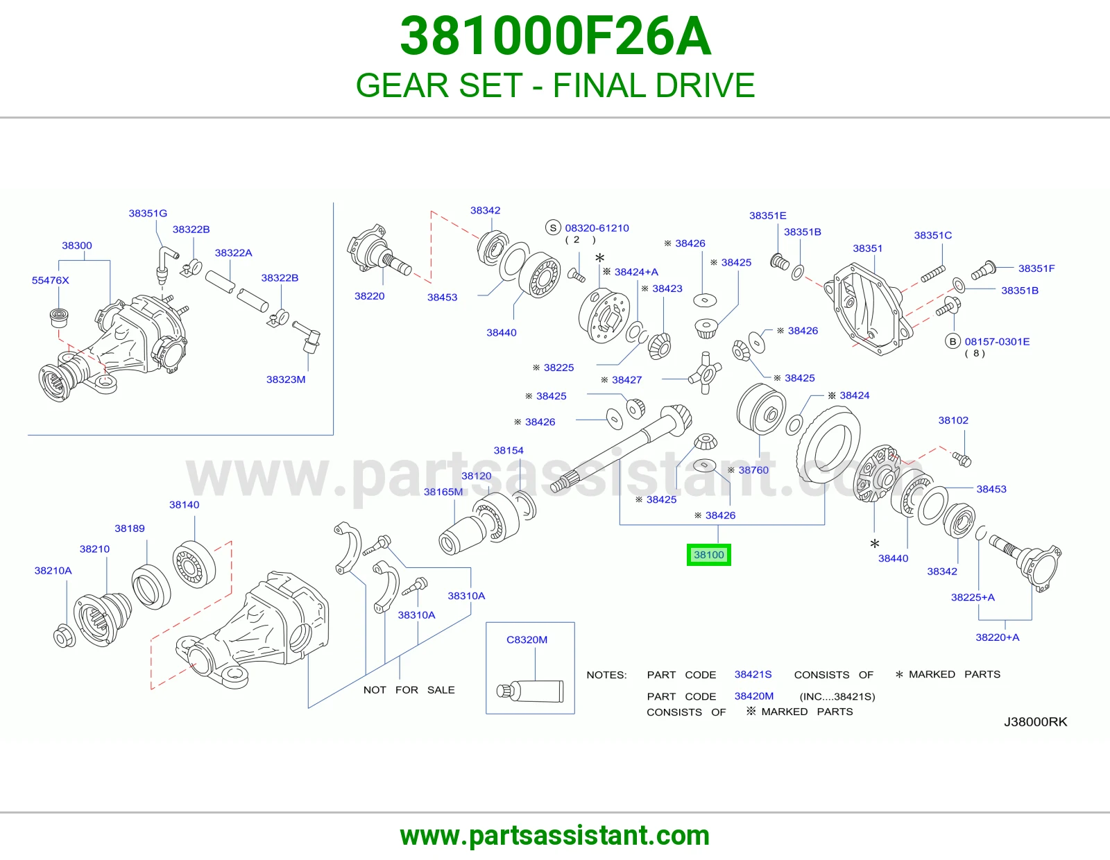 طقم تروس دفرنس 381000F26A