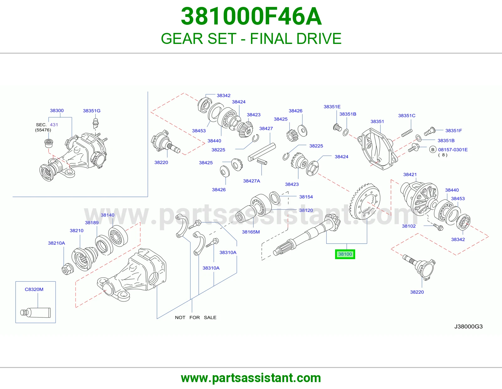 طقم تروس دفرنس 381000F46A