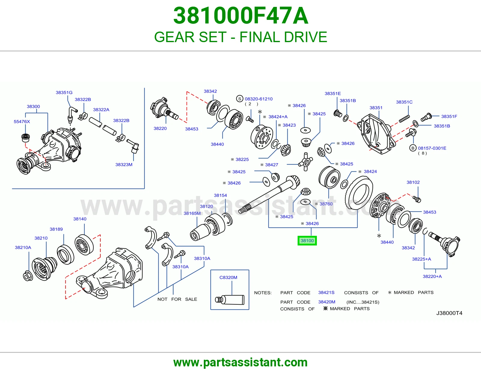 طقم تروس دفرنس 381000F47A
