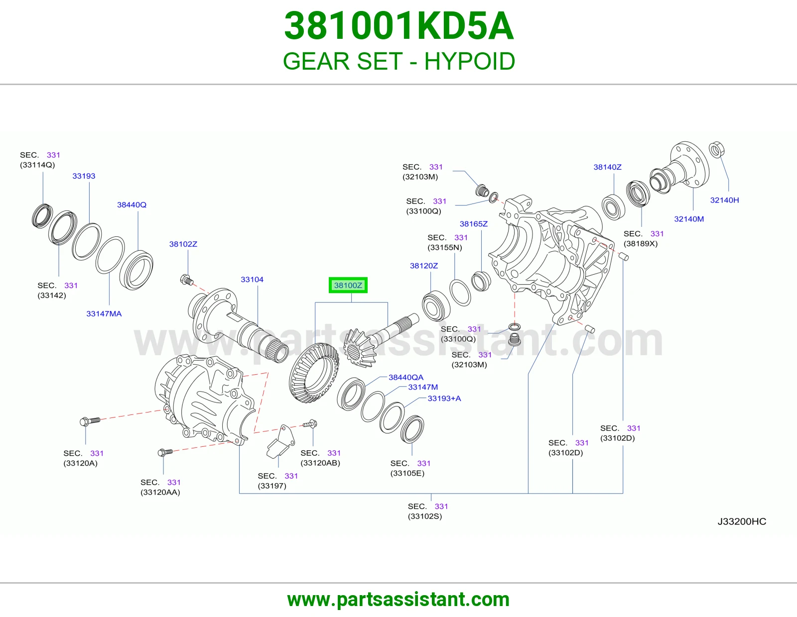 طقم تروس هايبويد 381001KD5A