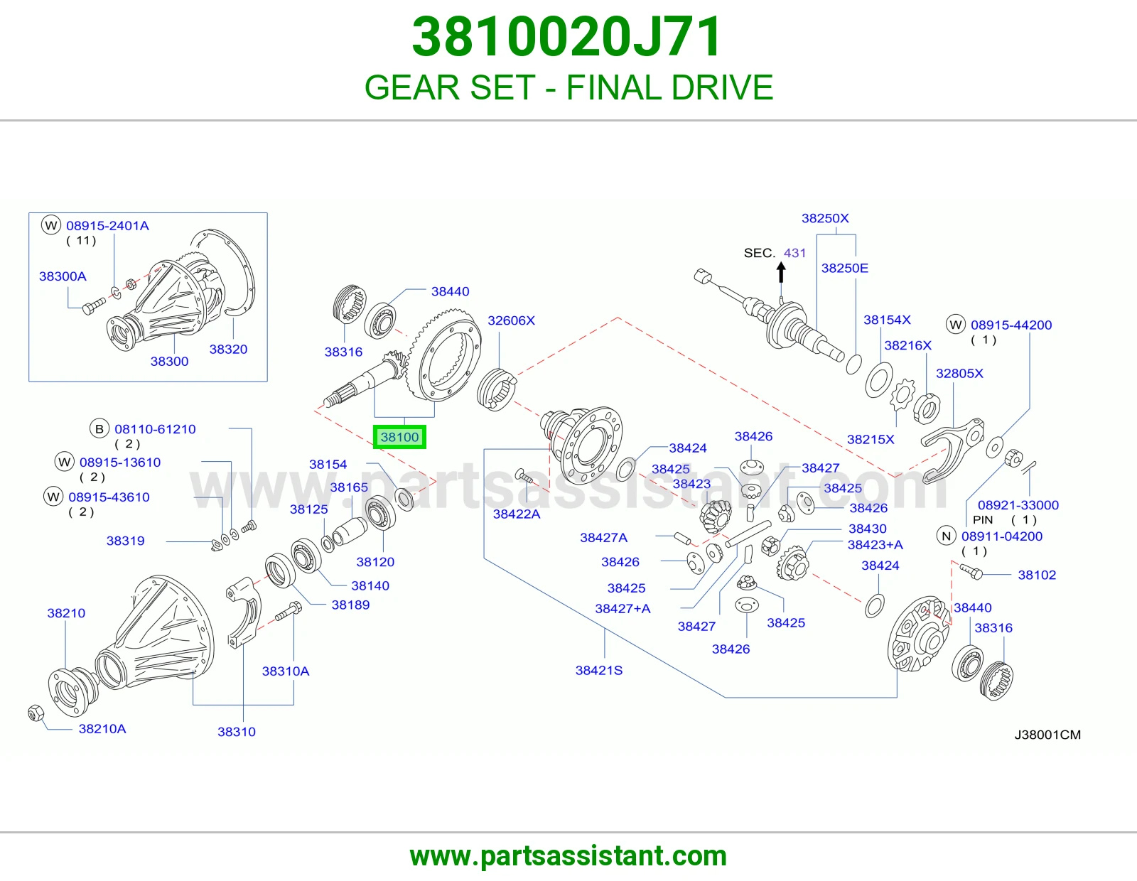 طقم تروس دفرنس 3810020J71