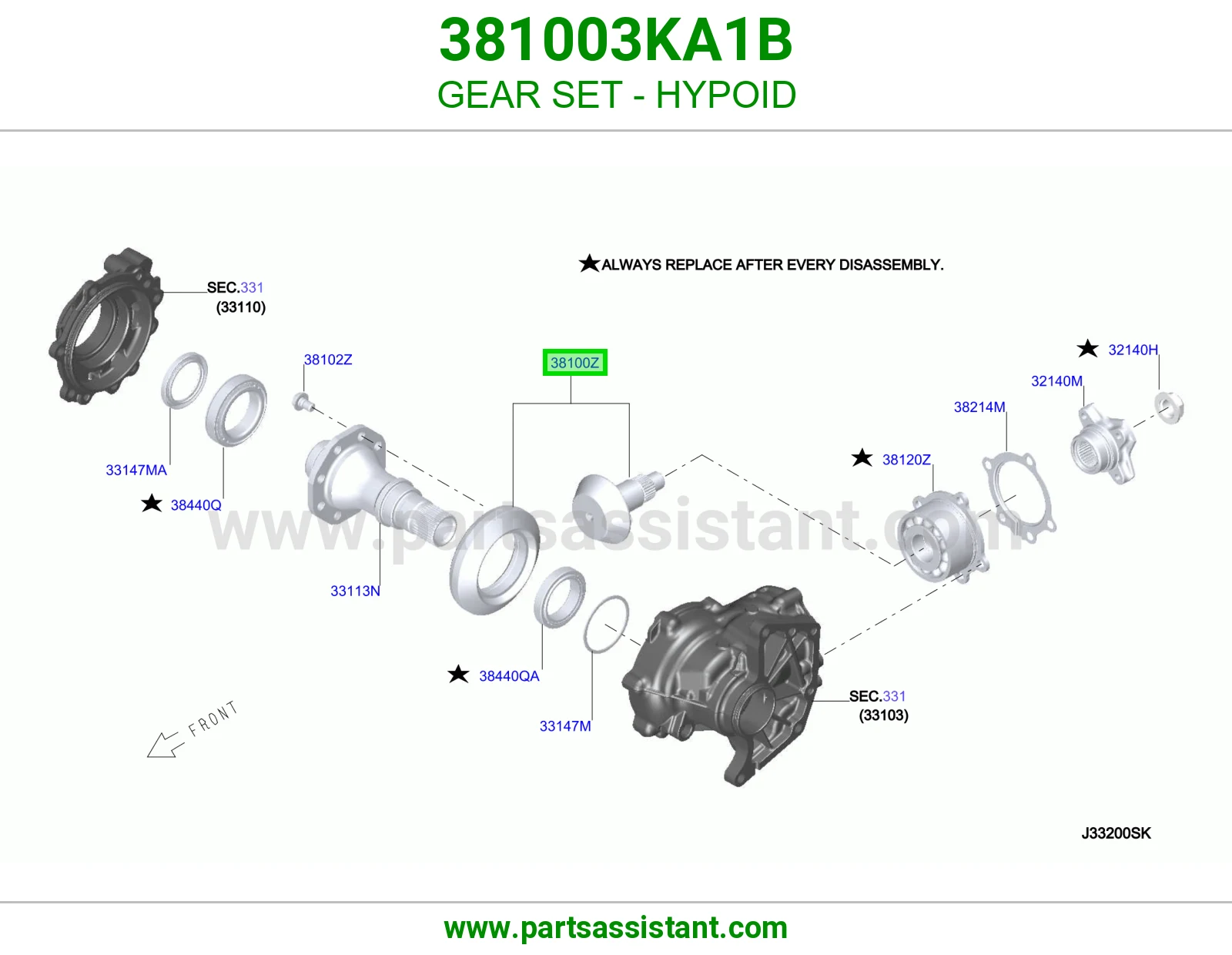 طقم تروس هايبويد 381003KA1B