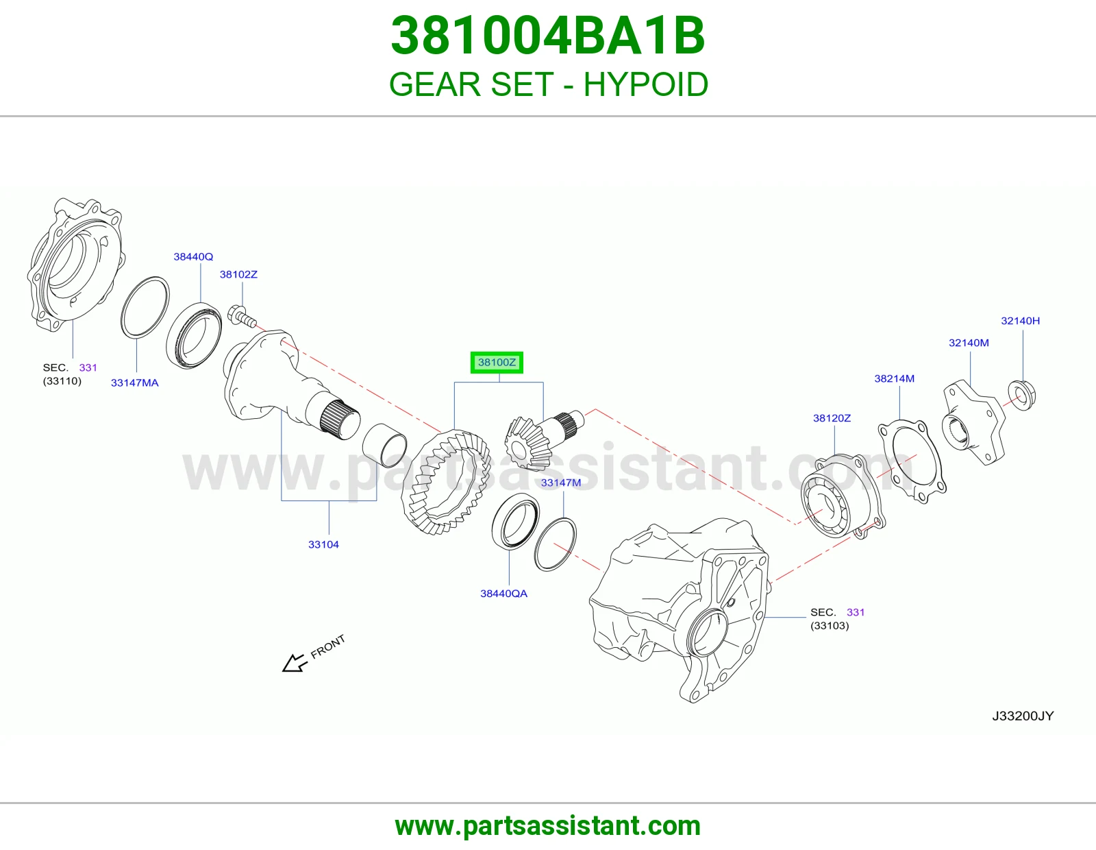 طقم تروس هايبويد 381004BA1B