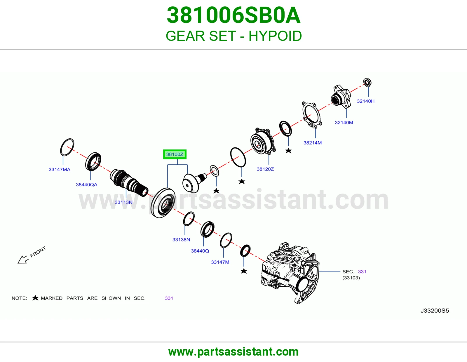 طقم تروس هايبويد 381006SB0A
