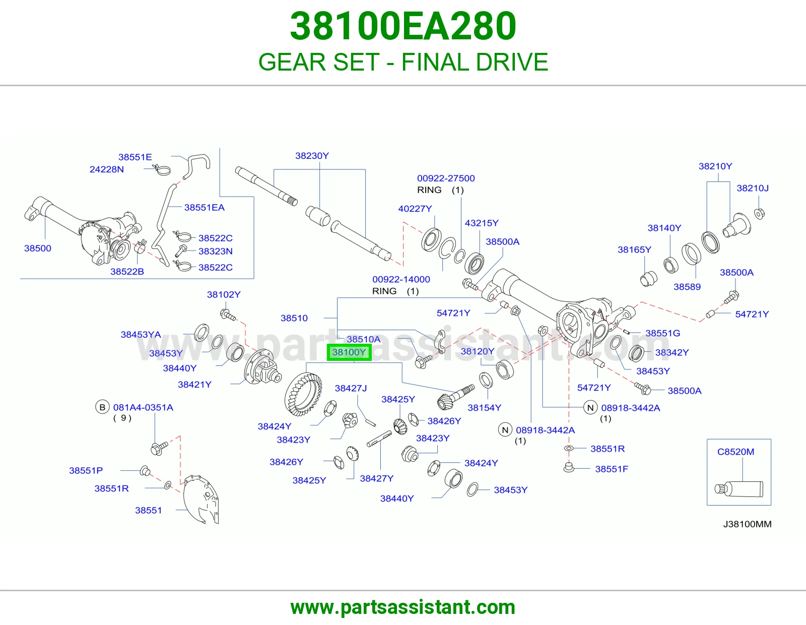 طقم تروس دفرنس 38100EA280